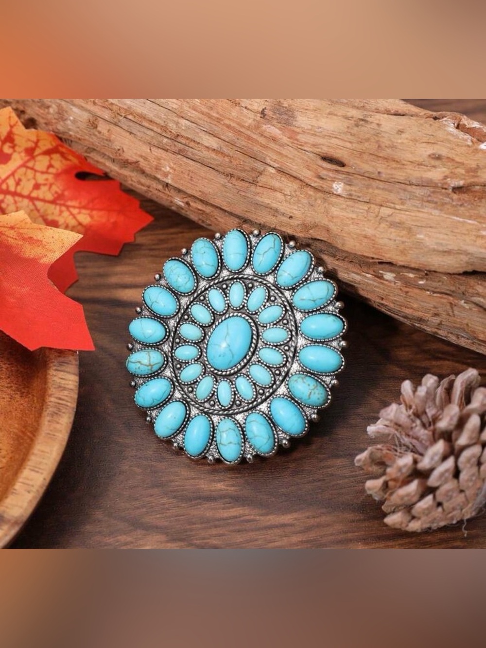 Western Brooch Turquoise Oval Stone Brooch Cowgirl Cowboy southwestern
